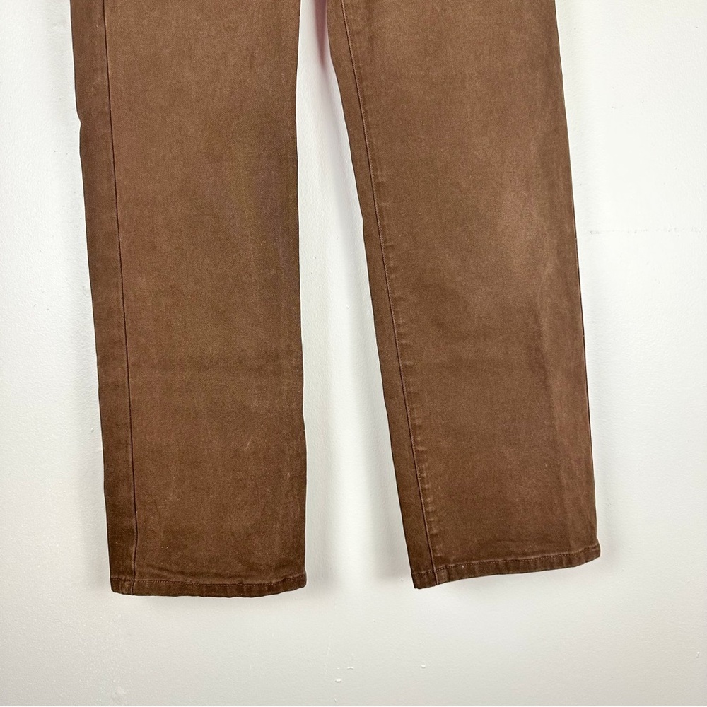 Cider Last Autumn Chocolate Brown High Waist Classic Straight Leg Trousers - Picture 9 of 13